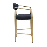 Modern Boucle Bar Stools Set Of 2 Modern Upholstered Bar Height Barstools Vintage High Island Chairs With Metal Frame Back Arms For Kitchen Home Pub Dining Room