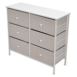 3Tier 6 Drawers Chest NonWoven Fabric Storage Cabinet Unit with Handles Home Bedroom Furniture White