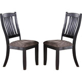 Dark Coffee Classic Wood Kitchen Dining Room Set Of 2 Side Chairs Fabric Upholstered Seat Unique Design Back