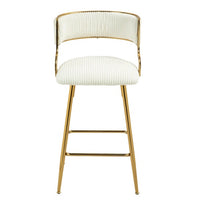 SET OF 2,26 Counter Height Bar Stools Corduroy Kitchen Island Counter Bar Stool With Back,golden Chromed Base And Footrest