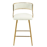 SET OF 2,26 Counter Height Bar Stools Corduroy Kitchen Island Counter Bar Stool With Back,golden Chromed Base And Footrest
