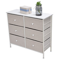 3Tier 6 Drawers Chest NonWoven Fabric Storage Cabinet Unit with Handles Home Bedroom Furniture White