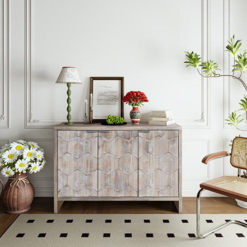 Farmhouse Style 3-door Wooden Cabinet