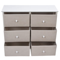 3Tier 6 Drawers Chest NonWoven Fabric Storage Cabinet Unit with Handles Home Bedroom Furniture White