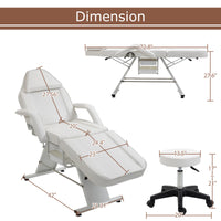 Massage Salon Tattoo Chair With Two Trays Esthetician Bed With Hydraulic Stool,Multi-Purpose 3-Section Facial Bed Table, Adjustable Beauty Barber Spa Beauty Equipment