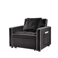 Three-in  One Sofa Bed Chair Folding Sofa Bed Adjustable Back Into A Sofa Recliner Single Bed  Modern Chair Bed Berth Black
