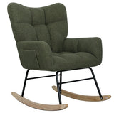 Teddy Fabric Rocking Chair, Modern Rocking Accent Chair For Nursery, Living Room, Bedroom, Deep Green