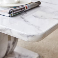 Modern Minimalist Grey Marble Pattern Sticker Pattern MDF Rectangular Coffee Table. Add A Tranquil And Comfortable Atmosphere To Your Home. MDF Coffee Table, Grey Marble Pattern Sticker, Side Table.