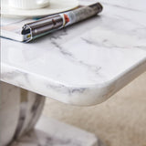 Modern Minimalist Grey Marble Pattern Sticker Pattern MDF Rectangular Coffee Table. Add A Tranquil And Comfortable Atmosphere To Your Home. MDF Coffee Table, Grey Marble Pattern Sticker, Side Table.