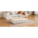 Modern White Rectangular LED Lights Coffee Table With 2 Drawers In 47.2