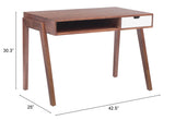 46" Brown Birch Solid Wood Writing Desk