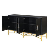 Four Door Cabinet With Metal And Crossed Leg Design