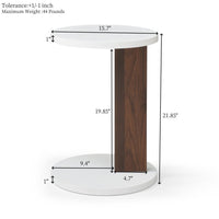 C-Shaped End Table, Small Side Table For Couch, Sofa Table With Wood Frame For Living Room, Bedroom, Bedside, Rustic
