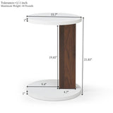 C-Shaped End Table, Small Side Table For Couch, Sofa Table With Wood Frame For Living Room, Bedroom, Bedside, Rustic