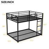 Full Metal Bunk Bed, Low Bunk Bed With Ladder, Black
