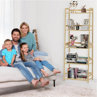 Bookshelf 5 Tiers, Bamboo Bookcase Book Shelf Storage Organizer Modern Display Shelving Unit Tall Book Shelf Corner Storage Rack For Home Office,Living Room,Kitchen,Bedroom,Bathroom, Office,Industrial