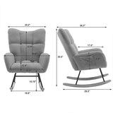 Rocking Chair With Pocket, Soft Teddy Fabric Rocking Chair For Nursery, Comfy Wingback Golider Rocking Chair With Safe Solid Wood Base For Living Room Bedroom Balcony Cannot Be Sold On Temu
