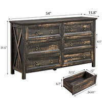 Fiberboard Farmhouse 6-Drawer Bedroom Dressing Table