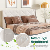 Queen Size Bed Frame With Storage Headboard, Metal Platform Bed No Noise, Mattress Foundation Strong Metal Slats Support No Box Spring Needed
