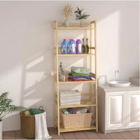 Bookshelf 5 Tiers, Bamboo Bookcase Book Shelf Storage Organizer Modern Display Shelving Unit Tall Book Shelf Corner Storage Rack For Home Office,Living Room,Kitchen,Bedroom,Bathroom, Office,Industrial