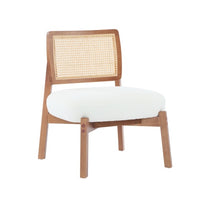 Set Of 2 Modern Beige Lounge Chair With Woven Backrest, Sturdy Wooden Frame, Minimalist And Elegant Accent Seating For Living Room, Bedroom, Or Office