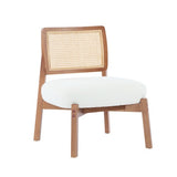 Set Of 2 Modern Beige Lounge Chair With Woven Backrest, Sturdy Wooden Frame, Minimalist And Elegant Accent Seating For Living Room, Bedroom, Or Office