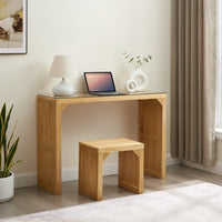 Pine Dining Bench And Table, Indoor Wood Bench For Entryway,Living Room,Kitchen And Bedroom Table And Bench Set  Nature, Bench  Table Small Tempered Glass Included