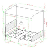 Modern Metal And Wood Canopy Queen Bedframe Smoked Oak