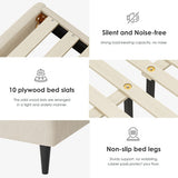 Queen Bed Frame, Linen Storage Headboard, Strong And Stable, No Noise, No Box Spring, Easy To Assemble