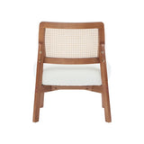 Set Of 2 Modern Beige Lounge Chair With Woven Backrest, Sturdy Wooden Frame, Minimalist And Elegant Accent Seating For Living Room, Bedroom, Or Office