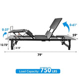 Adjustable Bed Base Frame Queen Bed Frame With Head And Foot Incline Wireless Remote Zero Gravity Quiet Motor Black Queen