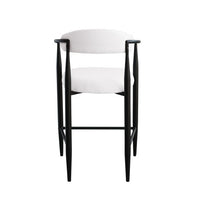 Modern Boucle Bar Stools Set Of 2 Modern Upholstered Bar Height Barstools Vintage High Island Chairs With Metal Frame Back Arms For KitchenHome Pub Dining Room