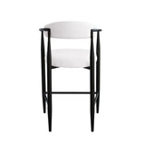 Modern Boucle Bar Stools Set Of 2 Modern Upholstered Bar Height Barstools Vintage High Island Chairs With Metal Frame Back Arms For KitchenHome Pub Dining Room