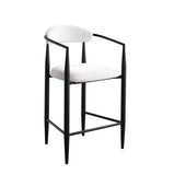 Modern Boucle Bar Stools Set Of 2 Modern Upholstered Bar Height Barstools Vintage High Island Chairs With Metal Frame Back Arms For KitchenHome Pub Dining Room