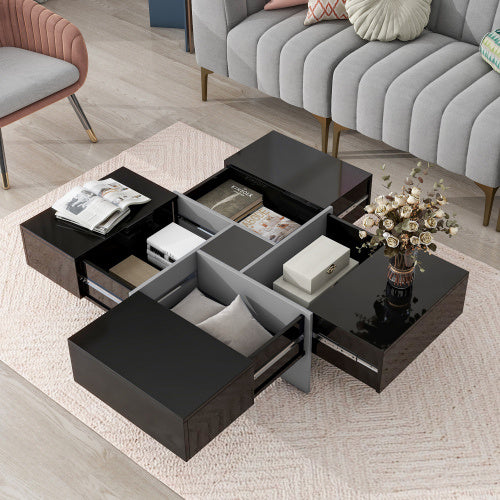 Unique Design Coffee Table With 4 Hidden Storage Compartments