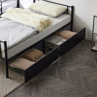 Double Decker Bunk Bed With Drawers Black, Detachable Twin Bed