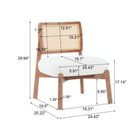 Set Of 2 Modern Beige Lounge Chair With Woven Backrest, Sturdy Wooden Frame, Minimalist And Elegant Accent Seating For Living Room, Bedroom, Or Office