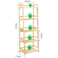 Bookshelf 5 Tiers, Bamboo Bookcase Book Shelf Storage Organizer Modern Display Shelving Unit Tall Book Shelf Corner Storage Rack For Home Office,Living Room,Kitchen,Bedroom,Bathroom, Office,Industrial