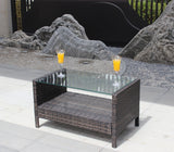 Outdoor Patio Furniture Coffee Table With Clear Tempered Glass