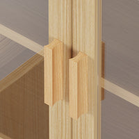 4-door, 6-story Display Cabinet With Rattan Surface And Triamine Board Veneer, In Natural Wood Color