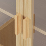4-door, 6-story Display Cabinet With Rattan Surface And Triamine Board Veneer, In Natural Wood Color