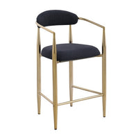 Modern Boucle Bar Stools Set Of 2 Modern Upholstered Bar Height Barstools Vintage High Island Chairs With Metal Frame Back Arms For Kitchen Home Pub Dining Room