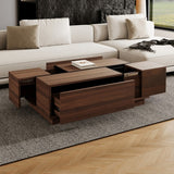 Rectangular Sliding Top Coffee Table With 2 Drawers And 2 Hidden Storage For Living Room 47.2