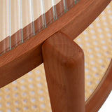 Modern Minimalist Circular Double Layer Solid Wood Coffee Table  Craft Glass Tabletop Second Layer Material PE Rattan, Solid Wood Frame 34.6 X34.6x 17.7