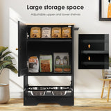 Feeding Station With 1 Storage Cabinets, Pet Feeding Station With 2 Elevated Dog Bowls, Side Hooks, Anti-tip Kit, Hidden Pet Feeder Station For Feeding   Watering, Black