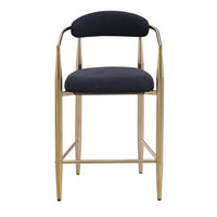 Modern Boucle Bar Stools Set Of 2 Modern Upholstered Bar Height Barstools Vintage High Island Chairs With Metal Frame Back Arms For Kitchen Home Pub Dining Room