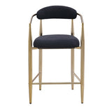 Modern Boucle Bar Stools Set Of 2 Modern Upholstered Bar Height Barstools Vintage High Island Chairs With Metal Frame Back Arms For Kitchen Home Pub Dining Room