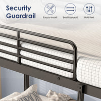 Loft Bunk Bed Twin Over Twin Size With Ladder And Guardrail,Heavy Duty Metal Slats Support No Box Spring Needed Small Space Saving Furniture For Bedroom Dorm,Black