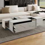 Rectangular Sliding Top Coffee Table With 2 Drawers And 2 Hidden Storage For Living Room 47.2