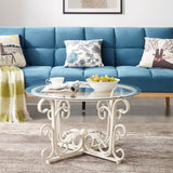 Round Tempered Glass Coffee Table Casual Cocktail Table With Tempered Glass Top